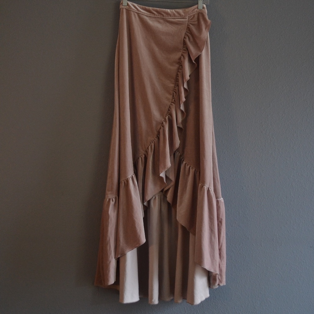 Mia Joy by Joyfolie | Blush Pink Velvet Maxi Skirt Sz L